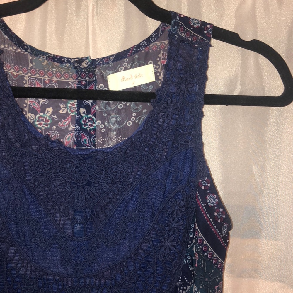 Navy patterned blouse - Picture 2 of 3